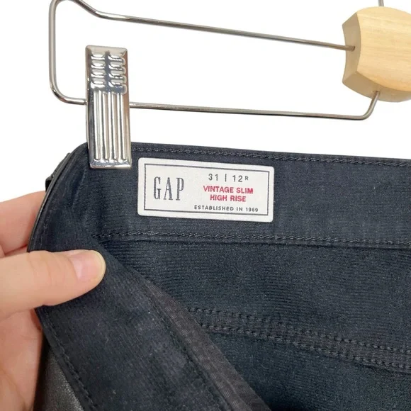 GAP Black Super Soft Faux Leather Vintage Slim High Rise Pants - Picture 11 of 16